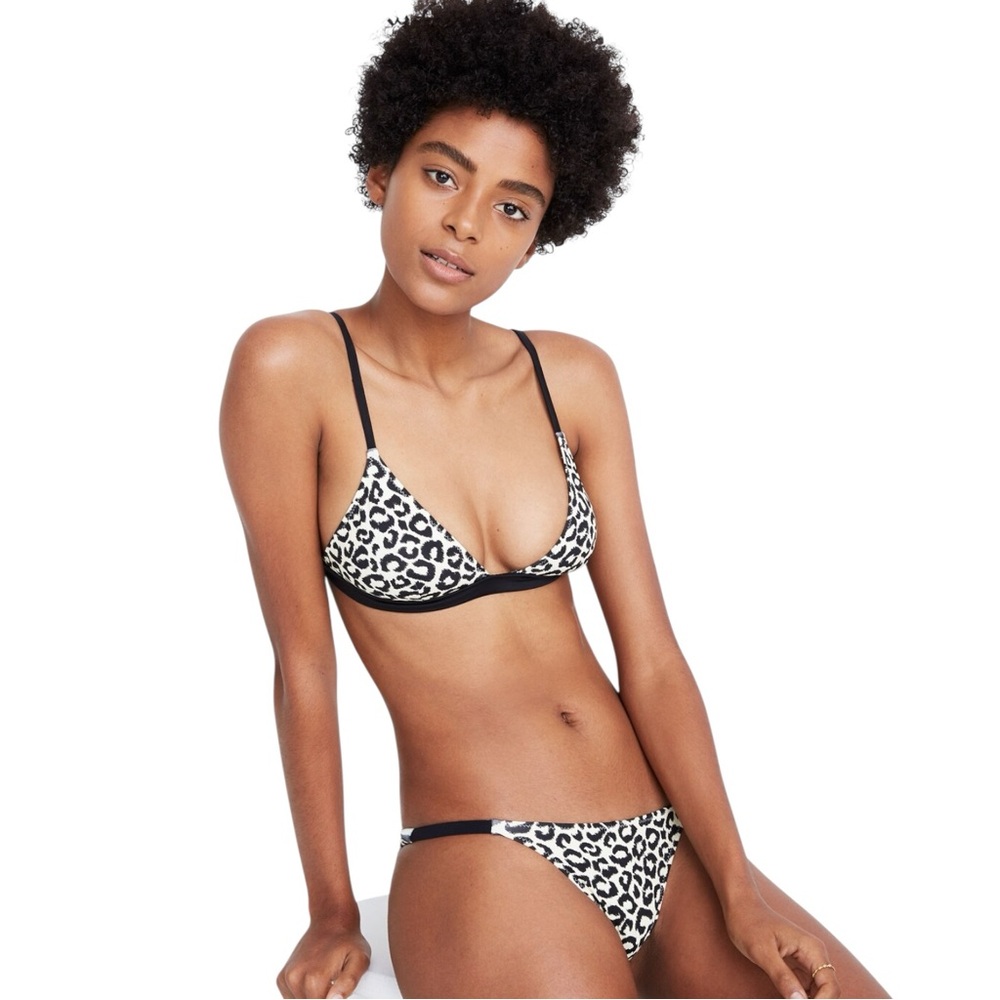Solid & Striped Morgan Bikini Top Medium Leopard Print Black NWT